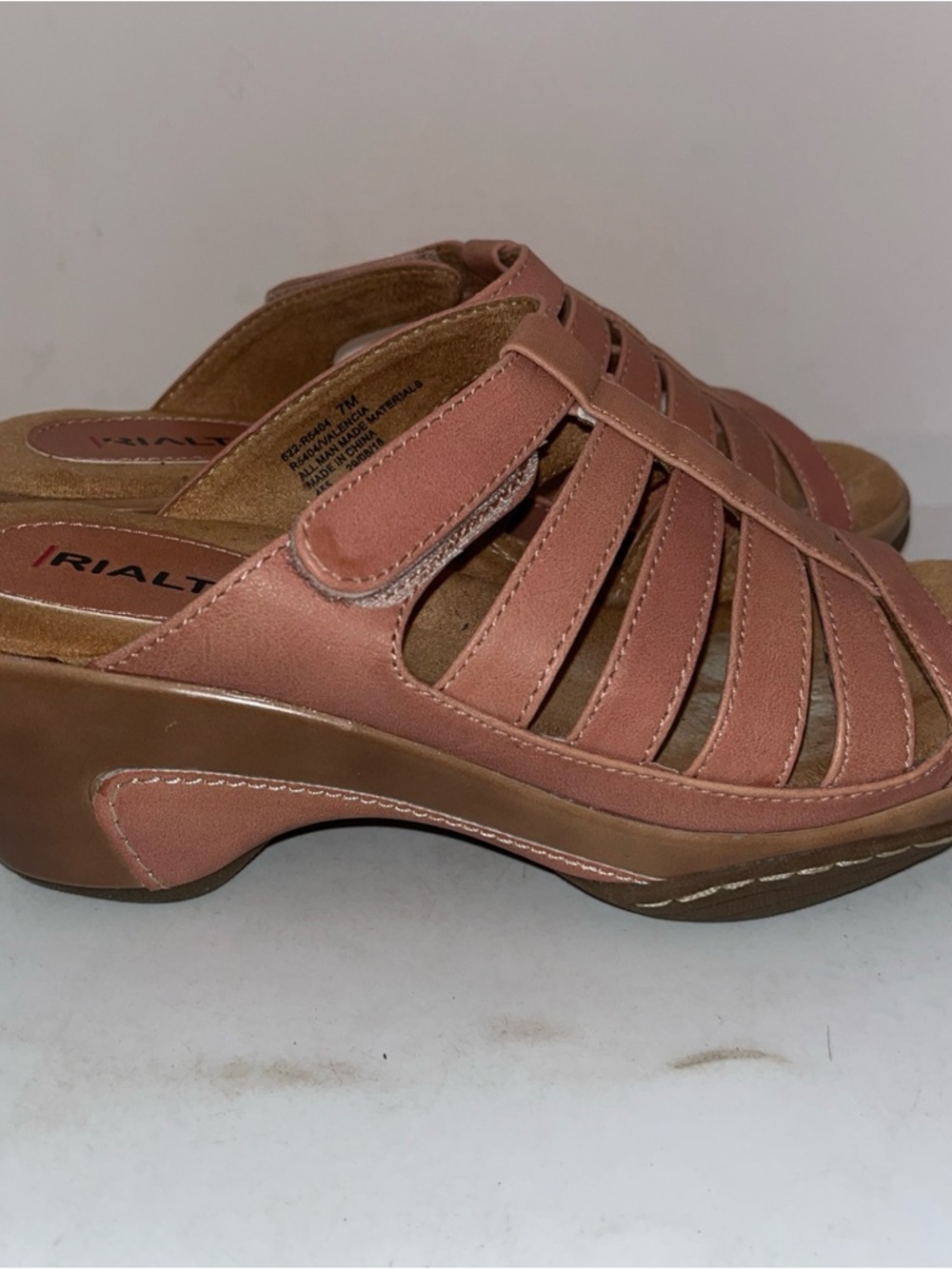 Rialto Sandals Sz 7 M Tan Brown Valencia Strappy Wedge Comfort Slip On - Picture 6 of 9
